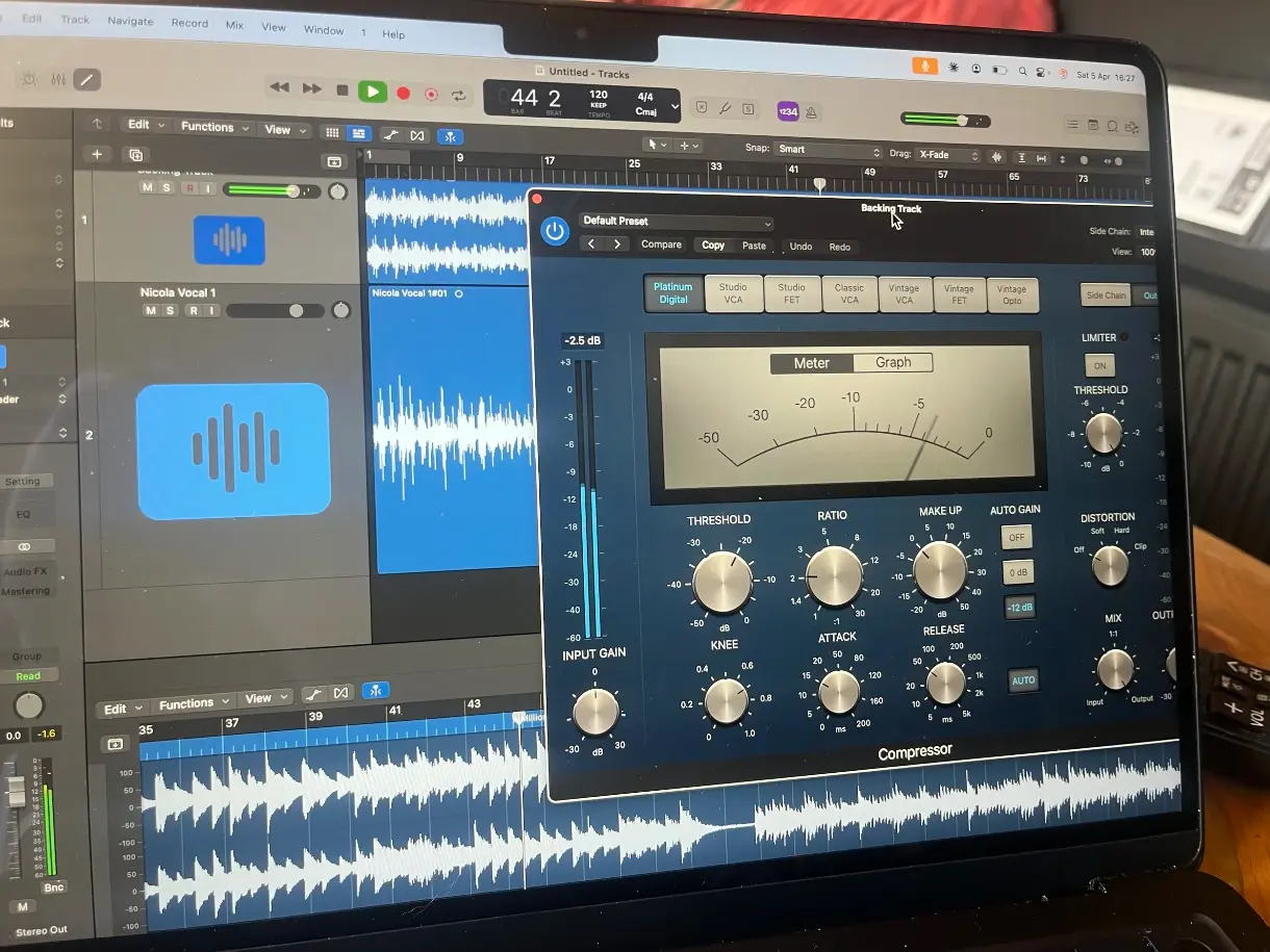 Studio recording session for personalized wedding song keepsake with professional vocalist